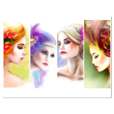 Design Art Colorful Women Face Collage Canvas Print