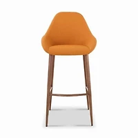 Plata Décor Nomura Stylized chair with wood legs and faux leather upholstery.