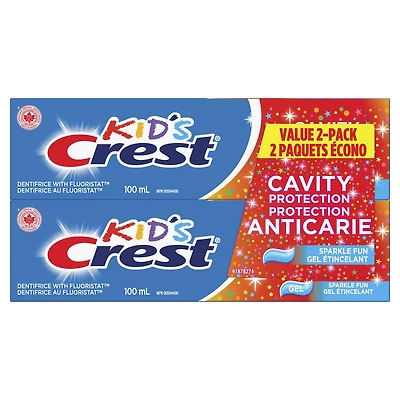 Dentifrice Crest Protection anticarie pour enfants, saveur Gel étincelant 100 ml, paquet de 2