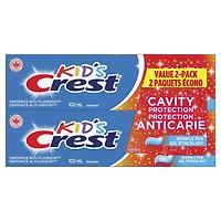 Dentifrice Crest Protection anticarie pour enfants, saveur Gel étincelant 100 ml, paquet de 2
