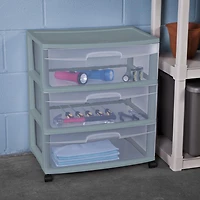 Sterilite  Wide 3 Drawer Cart-  Aqua