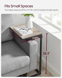 Boutique Home C-Shaped Sofa End Side Table Ideal for Den, Living Room, TV Tray Table - Grey