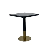 Garza Square Dining Table made of Faux Marble with Brushed Gold Details in White