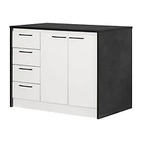 Îlot de cuisine avec rangement, fini Fausse Pierre Noire et Blanc, collection Myro de Meubles South Shore