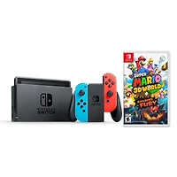 Nintendo Switch™ with Neon Blue and Neon Red Joy‑Con™ (New Box) PLUS Super Mario™ 3D World + Bowser’s Fury pour (Nintendo Switch)