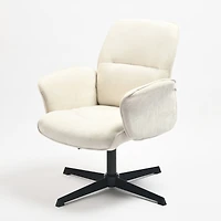 Lot de 2 fauteuils pivotants et ergonomiques Homy Casa, hauteur réglable, en chenille beige, pour salon