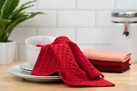 Mainstays 4 Pieces, Waffle Dishcloths, Red, 4 PACK WAFFLE DISH CLOTH