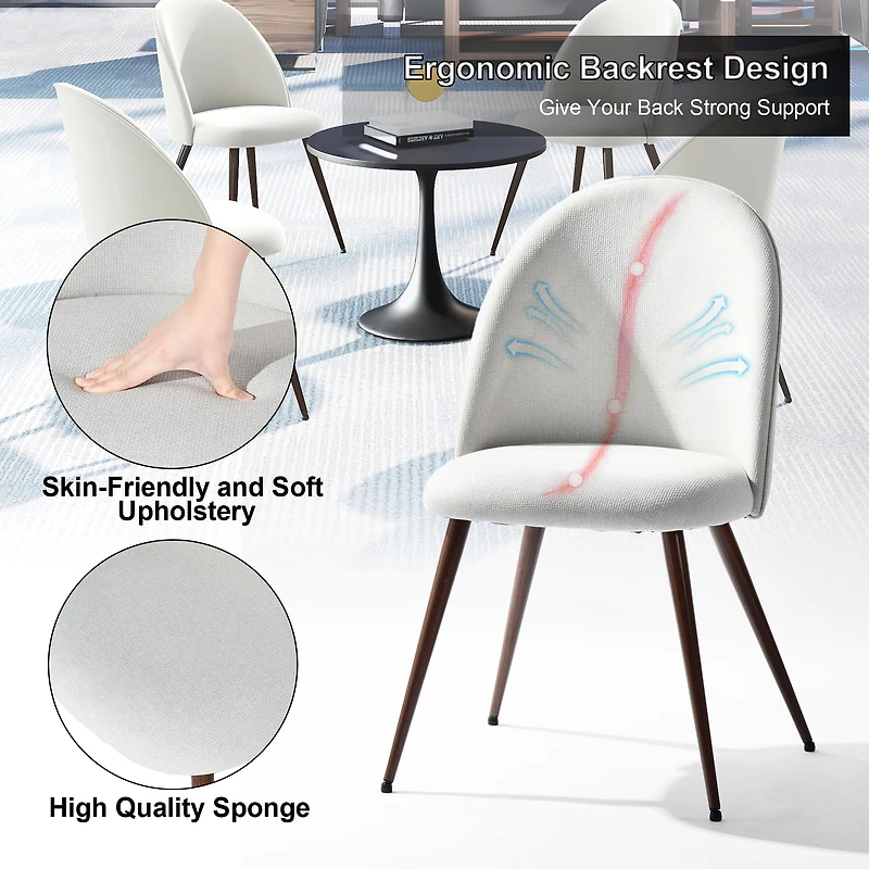 Lot de 2 chaises de salle à manger Homy Casa sans accoudoirs avec dossier incurvé et rembourré, tissu beige