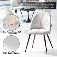 Lot de 2 chaises de salle à manger Homy Casa sans accoudoirs avec dossier incurvé et rembourré, tissu beige