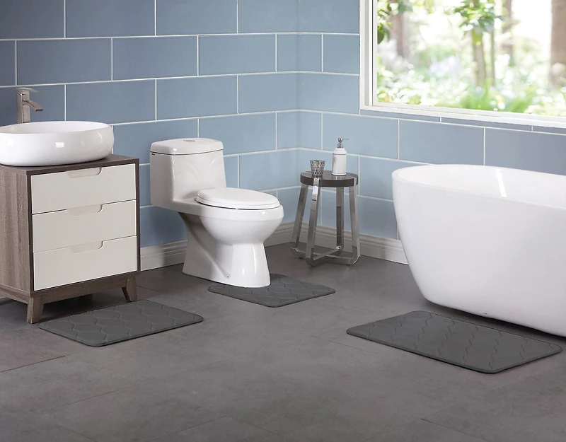 HomeTrends Ensemble de tapis de bain à mousse mémoire, 3 pièces