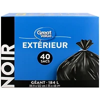 Great Value Giant Outdoor Garbage Bags, 88.9 x 122 cm