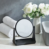 Miroir de courtoisie double face noir Soft Touch de Mainstays, 1 miroir de courtoisie avec cadre en plastique et plateau en plastique, grossissement 1x et 3x Grossissement 1x et 3x