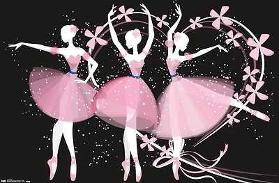 Dancing Ballerinas Wall Poster, 22.375" x 34"