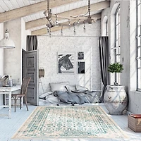 Tapis ECARPET de Style Traditionnel pour Salle à Manger, Salon et Chambre à Coucher Wilby Vert