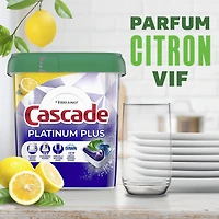 Sachets de détergent pour lave-vaisselle Cascade Platinum Plus ActionPacs, Citron net 30CT