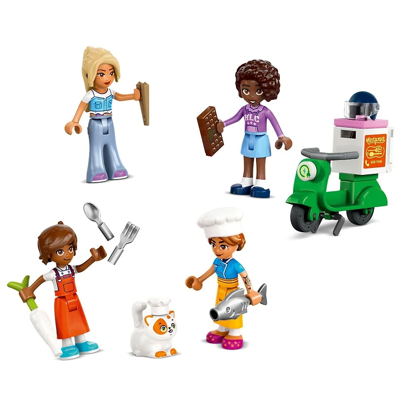 LEGO Friends Restaurant and Cooking School Toy Building Set - Restaurant Pretend Play Set for Kids, Girls and Boys, Ages 8+ - with 4 Minidolls, Cat Figure, and Scooter - Birthday Gift Idea - 42655