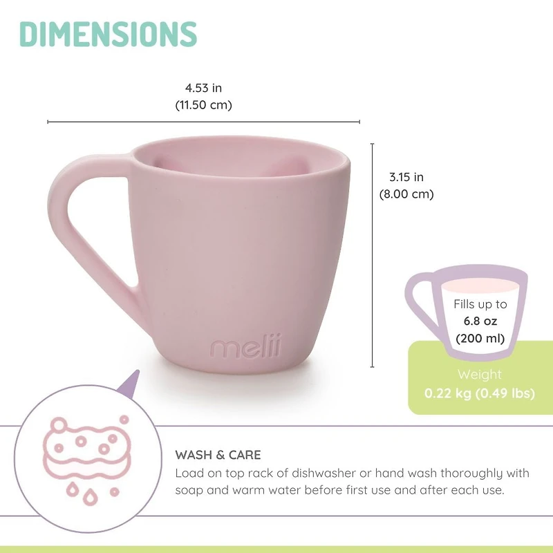 Melii Silicone Bear Mug for Toddlers and Kids - Pink