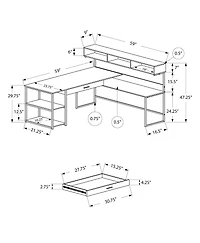 Monarch Specialties Bureau, Bureau À Domicile, Coin, Tiroirs De Rangement, Forme De L, Travail, Ordinateur Portable, Métal, Stratifié, Brun, Noir, Contemporain, Moderne