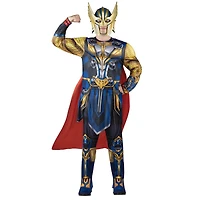 MARVEL Adult Thor Costume - Printed Jumpsuit with Special Padding, Cape, and 3D Plastic Mask