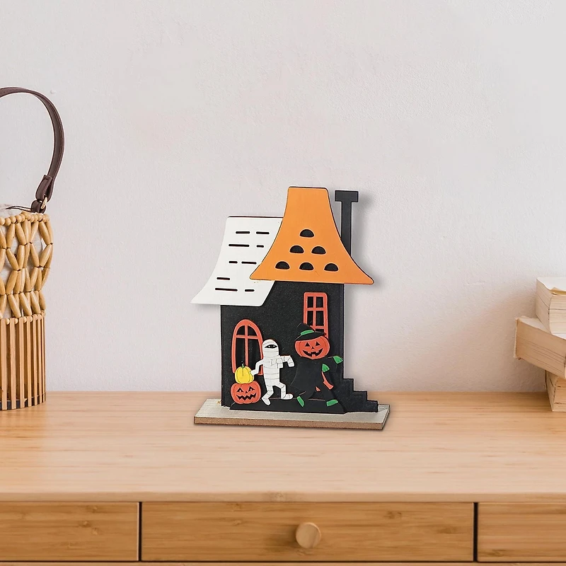 Maison En Bois Avec Décor De Momie Et De Citrouille Petite