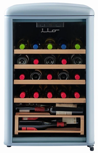 30 Bottle Freestanding Retro Wine Cooler in Wine Red