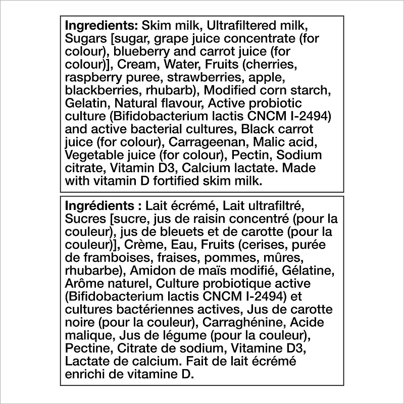Activia Probiotic Yogurt, Apple-Blackberry/Raspberry/Cherry/Strawberry-Rhubarb, 12 x 100g