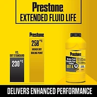 Liquide de frein Prestone® DOT 4 355mL Prévient la surchauffe, la perte de puissance de freinage et dépasse les exigences de la norme DOT 4.