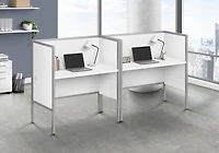 Monarch Specialties  Bureau A Cloison, 48"l, Bureau, Travail, Qualité Commerciale, Stratifié Blanc, Métal Argenté, Contemporain, Moderne