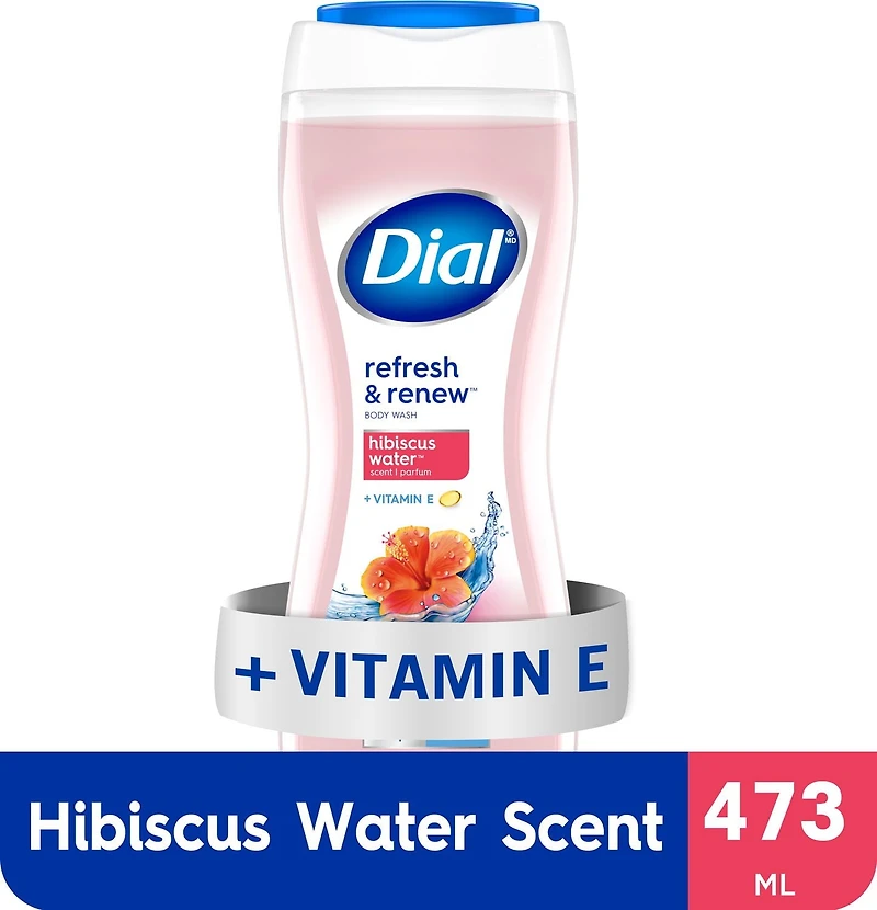 Dial Hibiscus Water Refreshing Body Wash, 473ml, Dermatologist Tested, Free from Silicones, Parabens, Phthalates, SLS