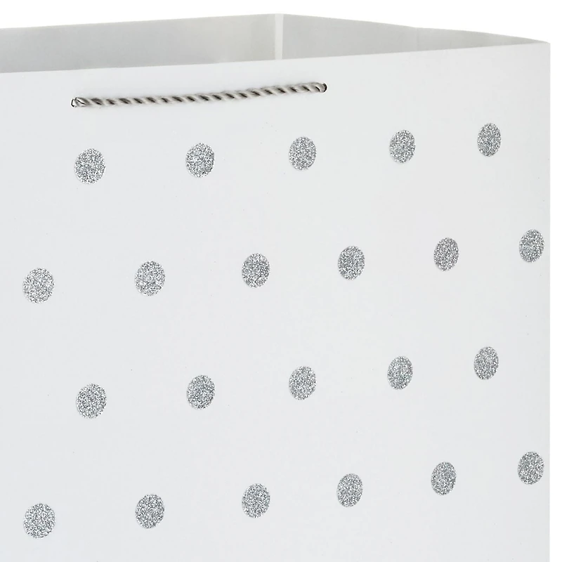 Très grand sac-cadeau de 20 po avec poignées, Hallmark (paillettes blanches et argentées) pour les fêtes, les mariages, les remises des diplômes, Noël