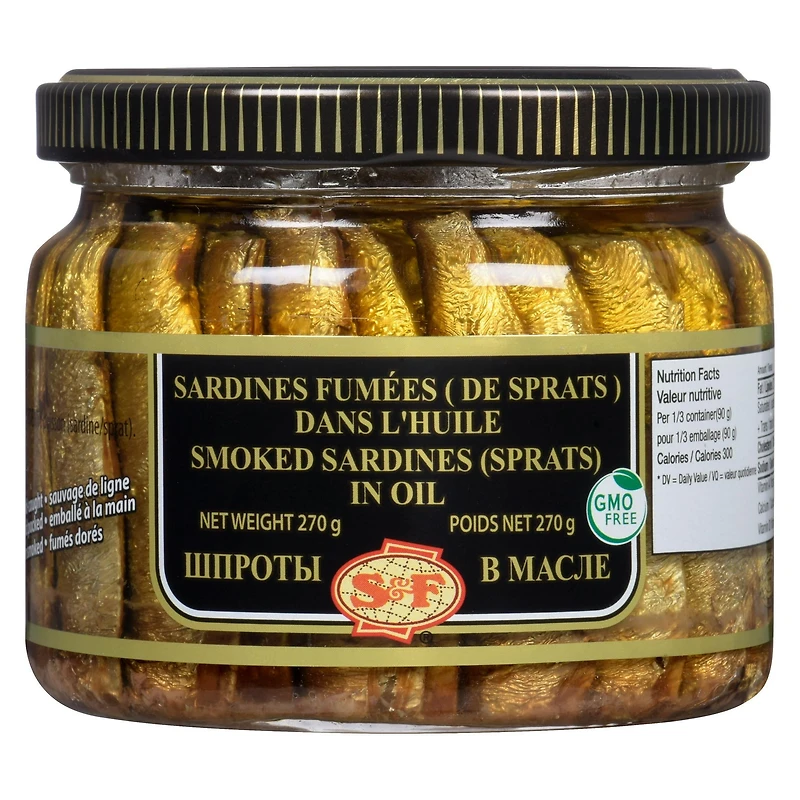 Sardines fumées (de Sprats) dans l'huile de S&F