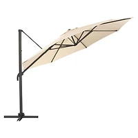 CorLiving 11.5ft Deluxe Durable Canopy Offset Titling & Rotating Patio Umbrella with Aluminum Frame