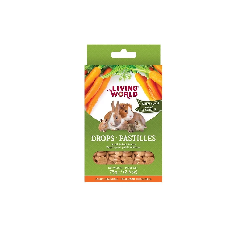 Régals Living World pour petits animaux, pastilles, arôme de carotte, 75 G 75 g (2.6 oz)arôme de carotte