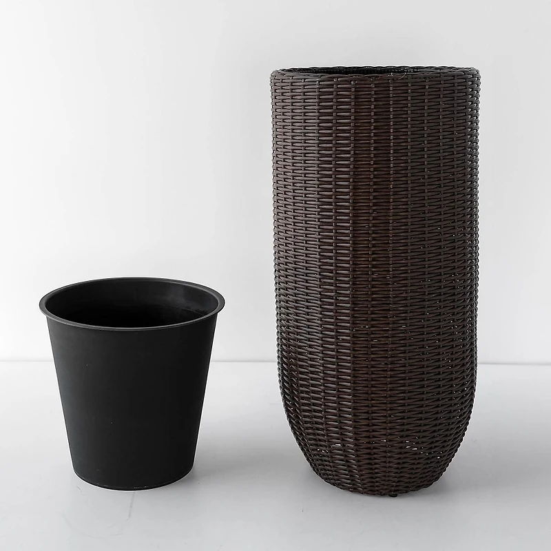 Rolland XL Rattan Planter Dark Brown, 35.4"