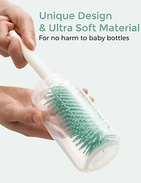 Momcozy Bottle Brush Set, Baby Bottle Cleaner Kit with Silicone Brush, Nipple Brush, Straw Brush, Soap Dispenser, Drying Rack, 7 in 1 Bottle Cleaning Tool, Green, MOMCOZY 7in1 Travel Bottle Rack Set