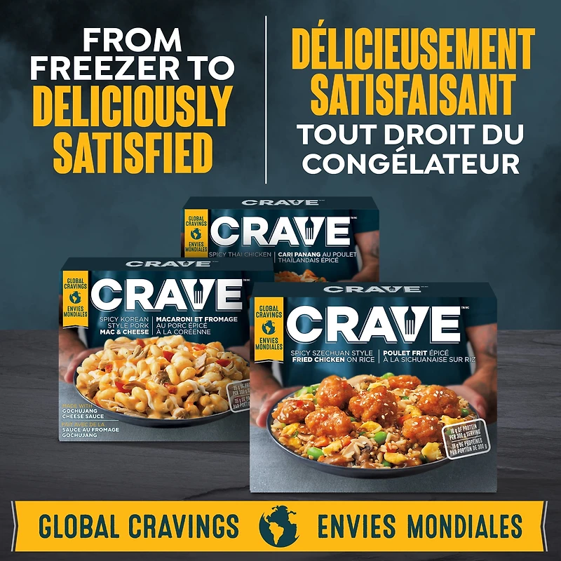 CRAVE Spicy Szechuan Style Fried Chicken on Rice Frozen Meal, 300 G Box, CRAVE Spicy Szechuan Style Fried Chicken on Rice Frozen Meal, 300 g Box