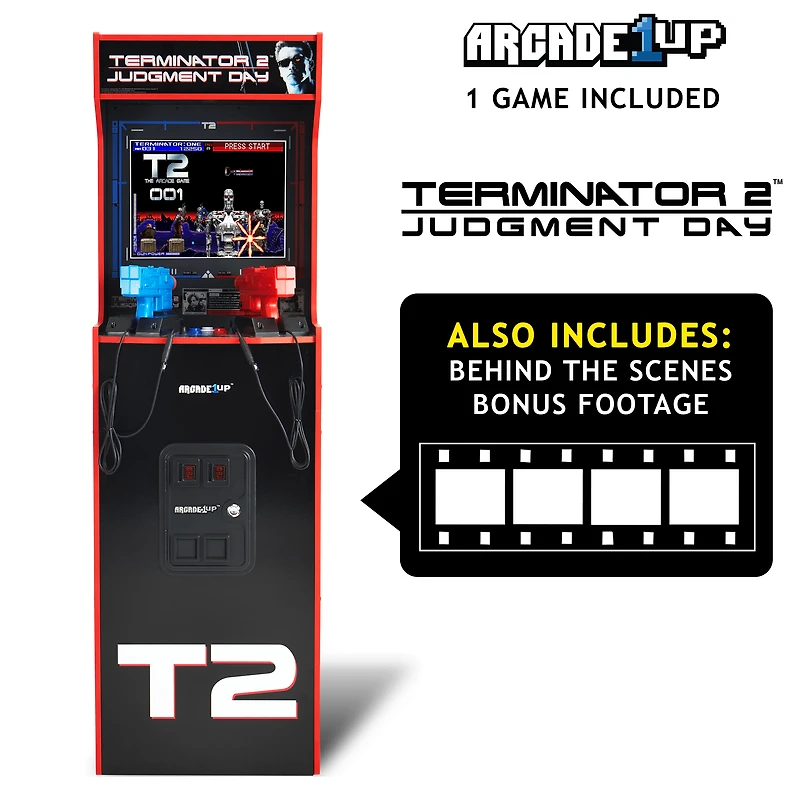 Arcade1Up Terminator 2 Deluxe Arcade Machine – 17" Color Screen, Real-Feel Arcade Light Guns, Wi-Fi Leaderboards, Classic Video Game, Perfect for at-Home Gaming