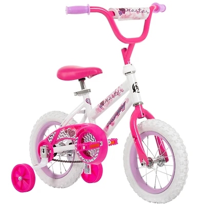 Sea Star de Huffy 12 pouces vélo pour filles avec roues d’entraînement, blanc / rose 3-5 ans