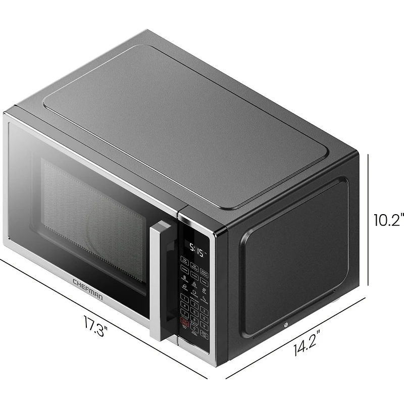 Chefman 20L (0.7 Cu ft) Countertop Microwave Oven, 700 Watts - Stainless Steel, New