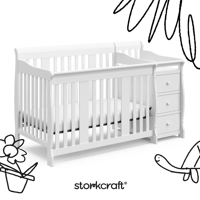 Lit de Bébé 5-en-1 avec Table à Langer Attachée Portofino de Storkcraft
