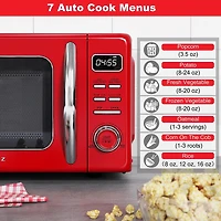 Galanz Retro Countertop Microwave Oven with Auto Cook & Reheat, Defrost, Quick Start Functions, Easy Clean with Glass Turntable, Pull Handle, 0.7 cu ft, Retro Microwave Oven, 0.7 cu.ft.