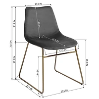 Homy Casa Set of 2 Modern Dining Chairs with Upholstered Seats and Metal Legs, Grey