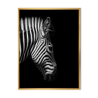 Designart Monochrome Portrait of Zebra Head FLOAT FRAME WALL ART