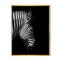 Designart Monochrome Portrait of Zebra Head FLOAT FRAME WALL ART