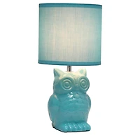 Simple Designs 12.8"  Ceramic Owl Bedside Table Desk Lamp with Matching Fabric Shade for Home Decor, Bedroom, Nightstand, Living Room, Entryway, Kids' Room, Nursery, Dandelion Yellow