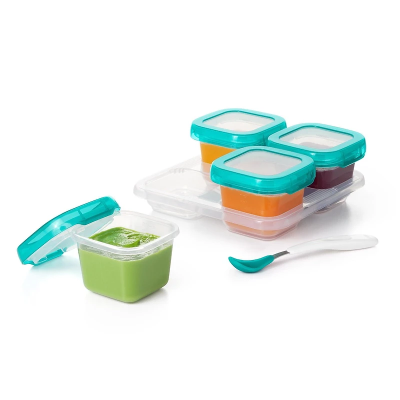 OXO Tot - Baby Blocks - Contenants - Étanches à l'Air, Étanches à l'Eau, Anti-Fuites - Couvercles & Contenants Transparents - Graduations de Mesure - Plateaux de Congélation Empilables - Rangement Sécuritaire pour des Sorties Sans Déversements - - pour I