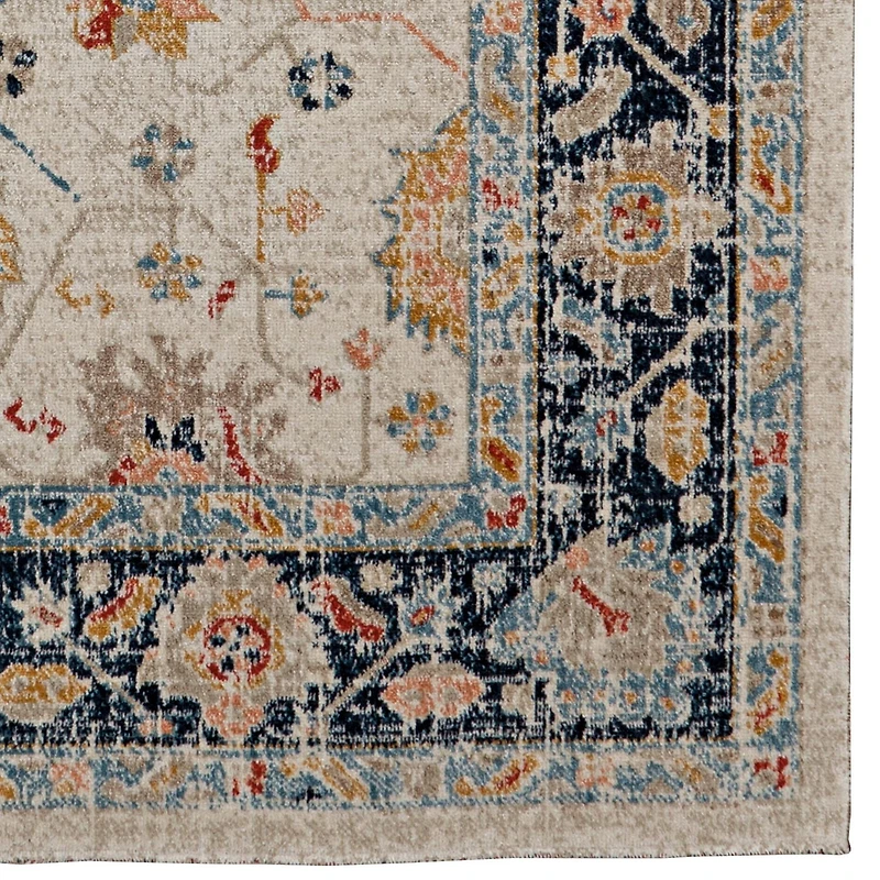 Great Zero Leona Ivory & Blue 3' x 5' Accent Rug