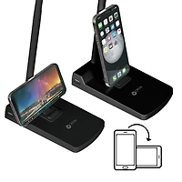 OttLite Swivel LED Desk Lamp with USB Charging and Stand, Black, LED Desk Lamp