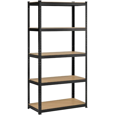 Fullfurnique 71″ Height Adjustable 5 Tier Steel Storage Shelves, Black