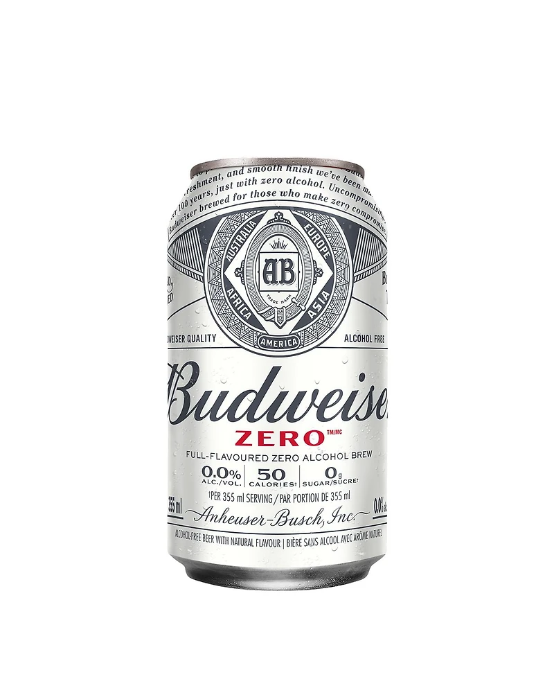 Budweiser Zero bière sans alcool 6x355ml Cannettes Bière sans alcool entièrement brassée à 0,0%